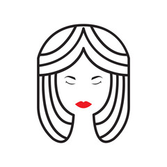 Sticker - beauty female cartoon line art logo design