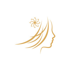 Poster - beauty long  hair care salon women logo design