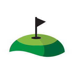 Sticker - green hill flag golf logo design