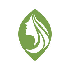 Poster - long hair beauty leaves nature logo design