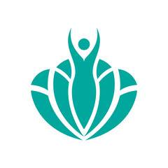 Poster - women leaves flower yoga spa logo design