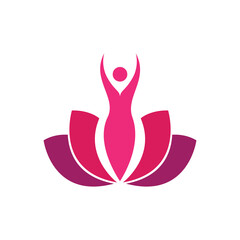 Sticker - women leaves flower yoga spa logo design