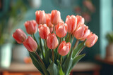 Fototapeta Tulipany - Bouquet of pink tulips