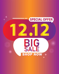 Wall Mural - Sale banner template design 12.12 . SPECIAL OFFER, BIG SALE, MEGA SALE