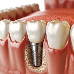 Dental implant with tooth and implant. Generative AI.