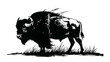 A Bison Silhouette On Isolated White Background, Generative Ai
