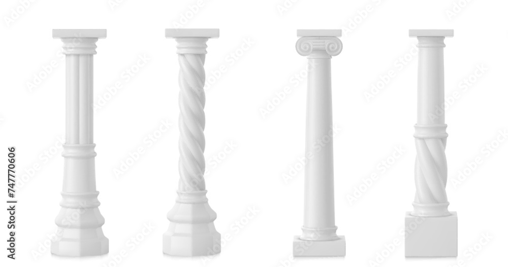 Ancient roman column made of white clay. Realistic 3d vector ...