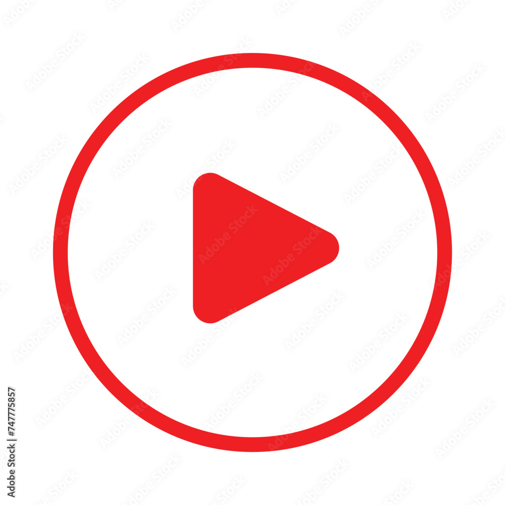 video play button icon isolated on white background. red symbol for ...