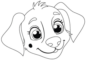 Poster - Black and white drawing of a happy puppy