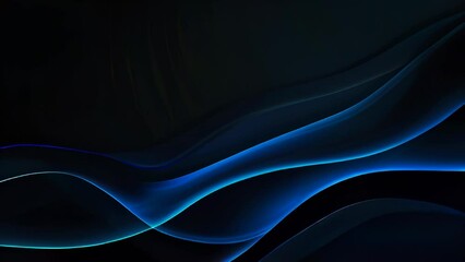 Wall Mural - clean smooth waving blue lines over a black background