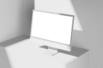 Wall Mural - modern 24 inch digital screen display monitor desktop computer responsive device realistic mockup de