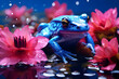 Artwork magazine imagination picture of blue frog natural background 