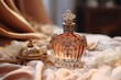 Luxurious perfume bottle on opulent fabric, evoking sophistication and refinement