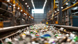 Rows of Shelves Filled With Bottles in Garbage Processing Plant