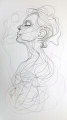 Wall Mural - International women's day drawing of woman formed by line