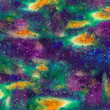 Abstract space background. Watercolor multicolored pattern of celestial textures.

