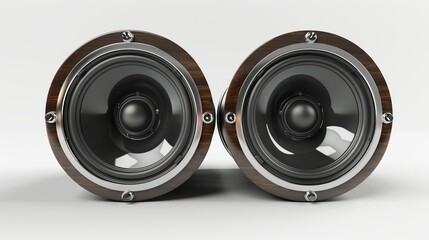 Large Audio Speakers Isolated on White Background