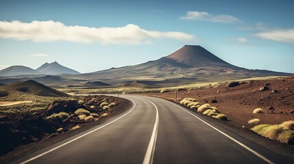 Wall Mural - Serene Journey: Exploring Uncharted Roads in Lanzarote Natural Park - Canon RF 50mm f/1.2L USM Capture
