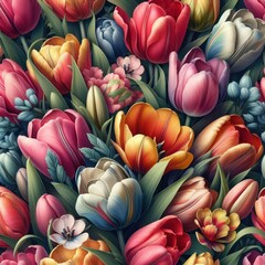 Wall Mural - flower tulips pattern flowers background  illustration