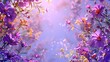A beautiful floral background with a variety of flowers in shades of purple, pink, and yellow. The flowers are set against a soft, dreamy background.