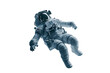An astronaut clad in a detailed space suit floating against a transparent background, representing exploration and space travel.