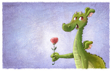 Poster - Sant Jordi dragon holding a rose