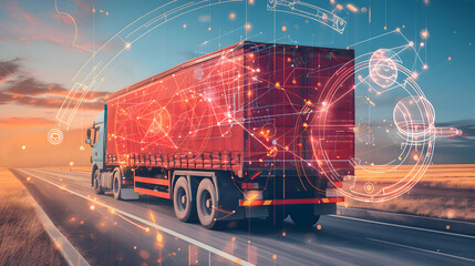 Wall Mural - Transport Logistics Technology - trucking, road freight, delivery
