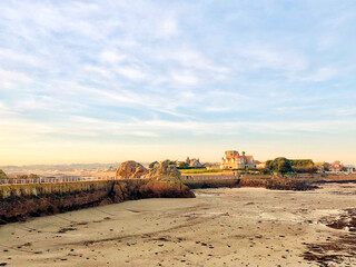 Wall Mural - Sunset over tidal zone in La Rocque, Jersey