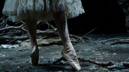 Wall Mural - a photo of a ballerina's pointe foot on stage