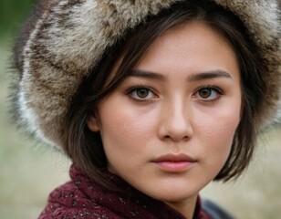 Woman in a fur hat.