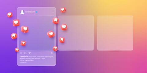 social media app interface post and emoji reaction illustration