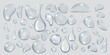 © ApoevArt - Transparent water drops realistic vector illustration set. Fresh fluid shapes collection. Clear liquid droplets 3d elements on transparent background