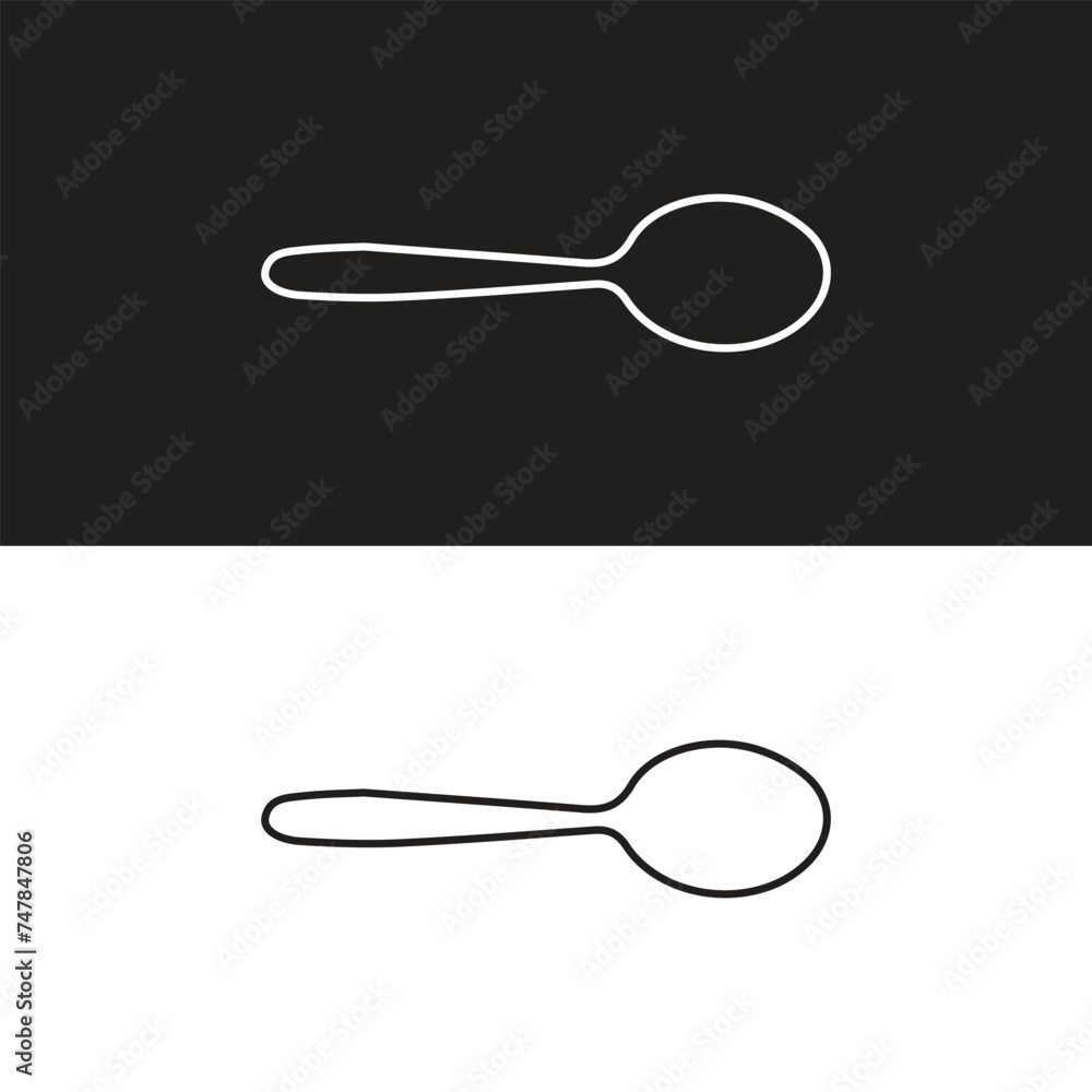 Vector isolated one single spoon with food colorless black and white ...