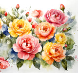 Fototapeta Pomosty - beautiful flower watercolour painting on paper