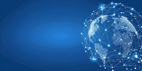 Poster -  A Digital Representation of an Interconnected World Network, Symbolizing the Web of Global Communication, Generative AI