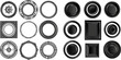 set of black round and square vintage frames, design elements