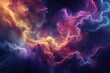 A vibrant space scene featuring a multitude of clouds and stars shining brightly in a colorful display, Surreal swirls of color shaping a nebular cloud in space, AI Generated