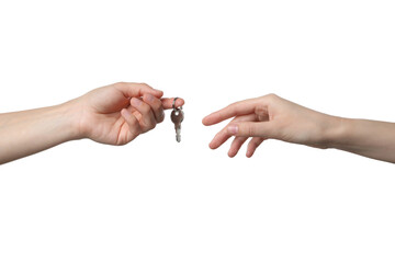 Wall Mural - PNG,female hand holding a key, isolated on white background