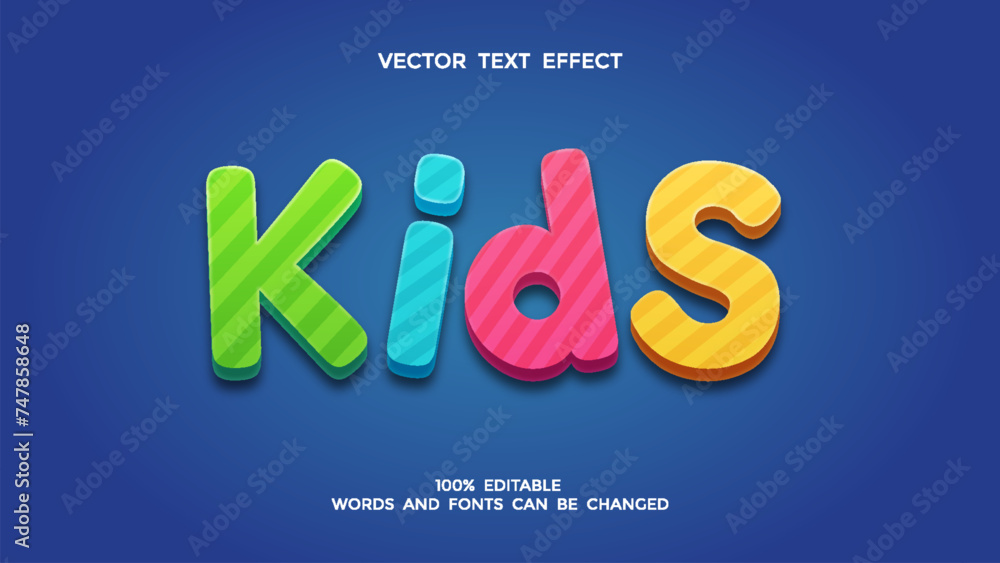 kids editable 3d text effect