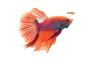 Wall Mural - A radiant beta fish glides gracefully through azure waters object on a transparent background. 