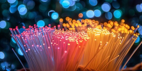 Poster - Fiber Optic Cables Illustrating the Rapid Movement of Data in a World Driven by High-Speed Communication Technology, Generative AI