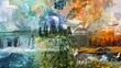 © shaiq - An intricate collage encapsulating the multifaceted concept of climate change, depicting various elements such as environmental shifts, impacts on ecosystems, and the urgent need for sustainable