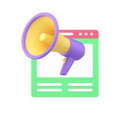 Wall Mural - social media marketing internet promo advertising browser megaphone 3d icon realistic vector