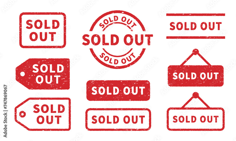 soldout, 売切れ,のかすれスタンプセット Stock Vector | Adobe Stock