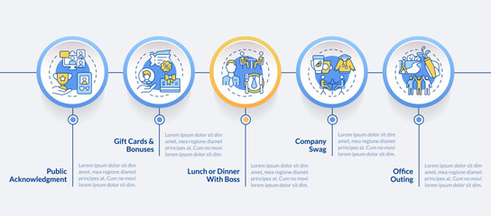 Wall Mural - employee recognition ideas blue circle infographic template. data visualization with 5 steps. editab