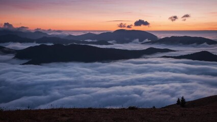Poster - Time lapse of mountain landcape above clouds, nice nature - Slovakia