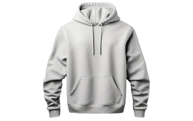 Wall Mural - A white sweatshirt featuring a hood, laying flat on a surface. The hoodie is neatly attached to the sweatshirt, creating a practical and casual garment suitable for various activities.