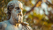 Ancient Greek philosopher Plato. A celestial map on astrology on a fascinating sculpture background.