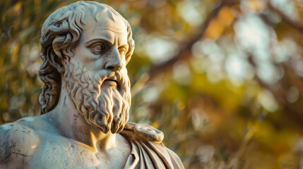 Canvas Print - Ancient Greek philosopher Plato. A celestial map on astrology on a fascinating sculpture background.