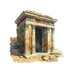 Wall Mural - Tomb of the Mozorus kings, watercolor on white background.